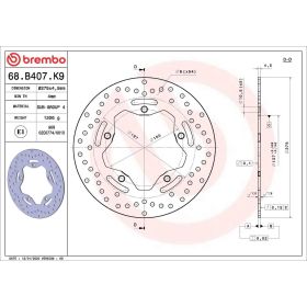 Disco freno fisso BREMBO 68B407K9 serie oro D.275 spessore 4,5mm 5 fori per SYM