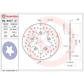 Disque de frein fixe BREMBO 68B407E1 série or D.260 épaisseur 5 mm 5 trous pour KYMCO