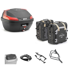 Kit GIVI bauletto BLADE borsa CANYON nero rosso 37/35L per SUZUKI DL V STROM