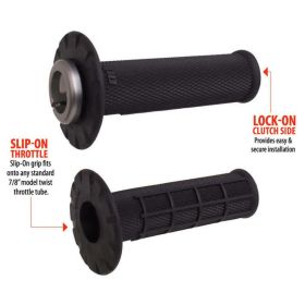 Manopole ODI GRIPS MX bloccaggio rapido nero/grigio half waffle