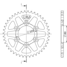 CORONA IN ALLUMINIO PASSO 525 - Z 44 DENTI (DIS.17610)