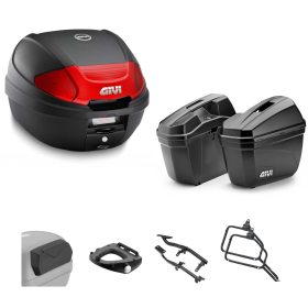 Kit GIVI bauletto E300N2B valigia E22 nero rosso 30/22L per SUZUKI DL V STROM