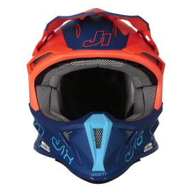 CASQUE TOUT TERRAIN JUST1 J18 MIPS VERTIGO BLEU / BLANC / ORANGE FLUO