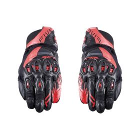 Guanti Moto Racing FIVE SF1 EVO Estivi in Pelle Nero Rosso Fluo