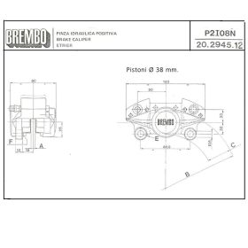 BREMBO Fixed Brake Caliper 20294512 Black 38mm Piston 88.9mm Center Distance