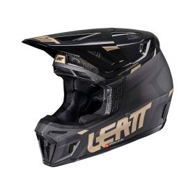 LEATT Moto 9.5 Carbon Motocross helmet black bronze with 6.5 Iriz goggles