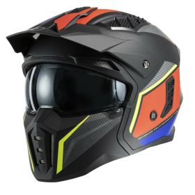 Casque Modulable Jet Trial MPH HARRIER Cuby Noir Mat Rouge Bleu