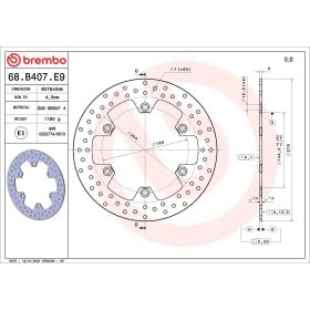 BREMBO Feststehende Bremsscheibe 68B407E9 Gold-Serie Edelstahl D.276 Dicke 5mm 6 Löcher