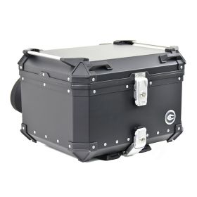 Coocase Schwarzes Aluminium Topcase X1 55L Universelle Platte und verstellbare Rückenlehne