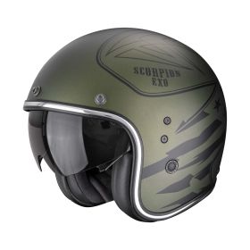Casco jet cafe racer Scorpion EXO BELFAST EVO Dawg verde nero