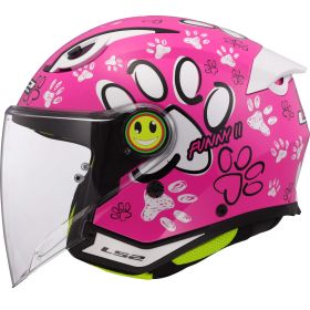 Casque de Moto Enfant LS2 OF622 FUNNY II Paws Rose Brillant