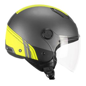 Demi Jet Helmet SKA-P 1LHG LUKE Sport Anthracite Fluorescent Yellow Satin Glossy