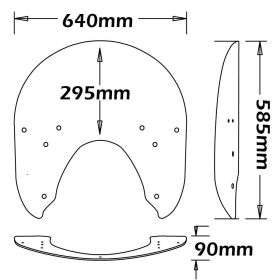 Parabrezza medio ISOTTA Fumè chiaro 585x640x6mm attacchi inclusi per INDIAN springfield
