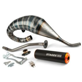 STAGE6 R/T Komplettauspuff 70-80 hoch schwarz/orange Endstück