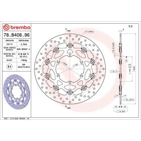 Disque frein flottant BREMBO 78B40896 série or inox D.300 épaisseur 5 mm 6 trous