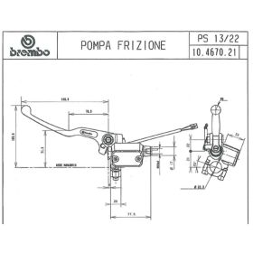 Pompa frizione assiale BREMBO 10467021 nera D.pistone 13mm leva fissa