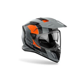 Dual Road Helmet AIROH Bandit Horn Black Grey Orange Fluorescent Matte