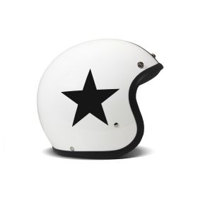 Casco Jet Cafe Racer DMD RETRO Star Bianco Nero Lucido