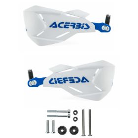 ACERBIS X-Factory Closed Handguards White/Blue and Mounting Kit