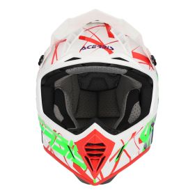 Motocross-Helm ACERBIS X-Track 22.06 Grün glänzendes Weiß