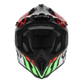 Motocross-Helm ACERBIS Steel Carbon 22.06 Grün Rot Schwarz