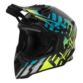 Motocross Helmet ACERBIS Steel Carbon 22.06 Black Light Blue Fluo Yellow