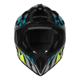 Motocross-Helm ACERBIS Steel Carbon 22.06 Schwarz Hellblau Fluo Gelb