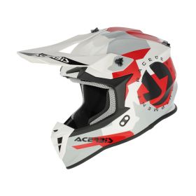 Motocross-Helm ACERBIS Linear 22.06 Graphic Glänzendes Weißgrau