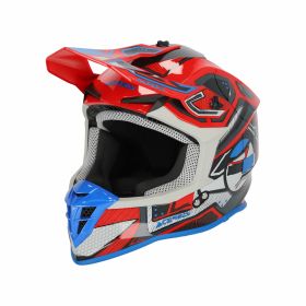 Motocross-Helm ACERBIS Linear 22.06 Graphic Rot Blau Mattweiß