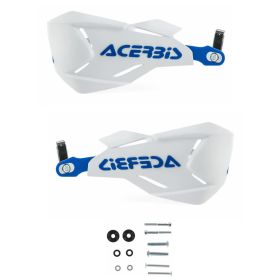 ACERBIS X-Factory Closed Handguards White/Blue and Mounting Kit