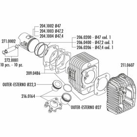 POLINI Thermal Group D.47 mit 12 Stößeln 4 Zylinder Bolzen Gusseisen