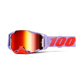 Lunettes de motocross ARMEGA FAUSTO 100 % avec lentille miroir rouge