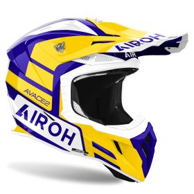 Casco Motocross AIROH Aviator Ace 2 Sake Blu Giallo Lucido