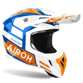Casco Motocross AIROH Aviator Ace 2 Sake Bianco Blu Arancio Lucido