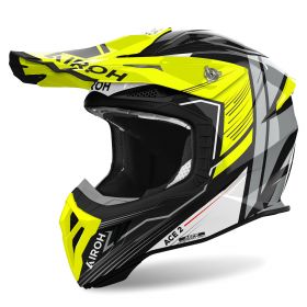 Motocross-Helm AIROH Aviator Ace 2 Engine Schwarz Gelb glänzend