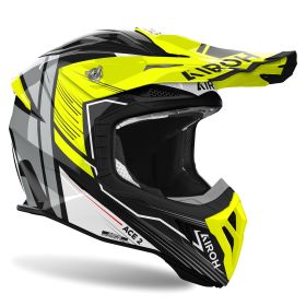 Motocross-Helm AIROH Aviator Ace 2 Engine Glänzendes Schwarzgelb
