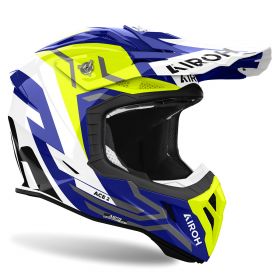 Motocross-Helm AIROH Aviator Ace 2 Ground Blaugelber Glanz