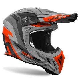 Motocross-Helm AIROH Aviator Ace 2 Ground Grau Orange Matt