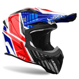 Motocross Helmet AIROH Aviator Ace 2 Proud Black Blue Red Gloss