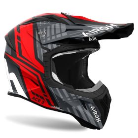 Motocross-Helm AIROH Aviator Ace 2 Proud Mattgrau Rot