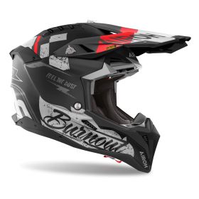 Casco Motocross AIROH Aviator 3 Burnout Nero Grigio Rosso Fluo Opaco
