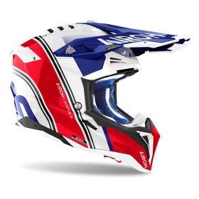 Casco Motocross AIROH Aviator 3 Hima Bianco Blu Rosso Lucido
