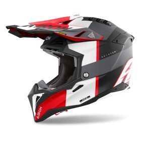 Motocross-Helm AIROH Aviator 3 Monarch Schwarz Grau Rot Matt