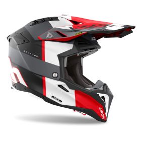 Casco Motocross AIROH Aviator 3 Monarch Nero Grigio Rosso Opaco