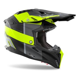 Casco Motocross AIROH Aviator 3 Monarch Nero Grigio Giallo Fluo Opaco