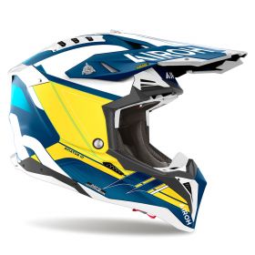 Casco Motocross AIROH Aviator 3 Saber Giallo Blu Opaco