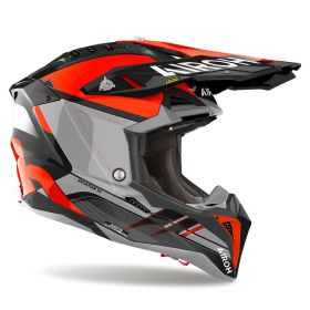 Motocross-Helm AIROH Aviator 3 Saber Grau Orange Glanz