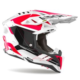 Casco Motocross AIROH Aviator 3 Saber Bianco Rosso Lucido