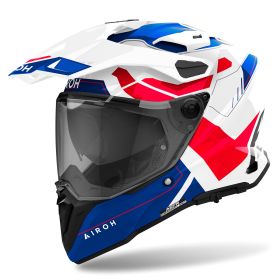 Dual Road Helmet AIROH Commander 2 Reveal Blue Red White Gloss