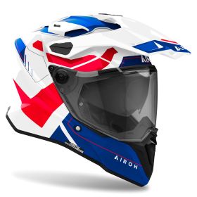 Casque Enduro AIROH Commander 2 Reveal Bleu Rouge Blanc Brillant
